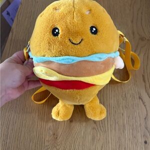 Cheerful Burger Plush Toy Backpack for Kids